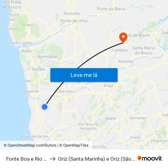 Fonte Boa e Rio Tinto to Oriz (Santa Marinha) e Oriz (São Miguel) map