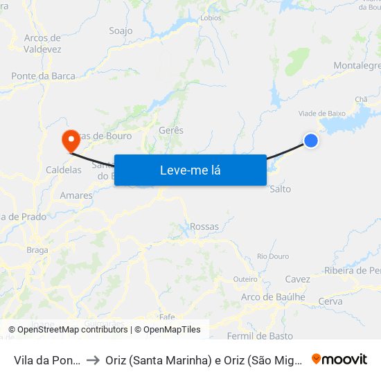 Vila da Ponte to Oriz (Santa Marinha) e Oriz (São Miguel) map