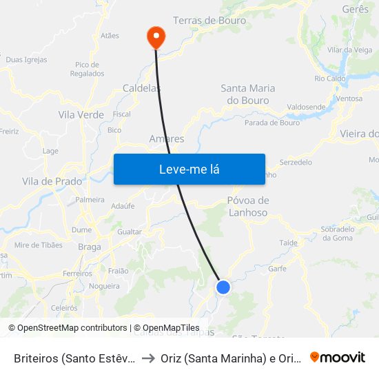 Briteiros (Santo Estêvão) e Donim to Oriz (Santa Marinha) e Oriz (São Miguel) map