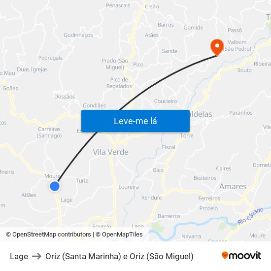 Lage to Oriz (Santa Marinha) e Oriz (São Miguel) map