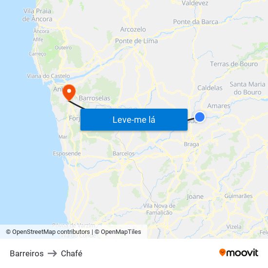 Barreiros to Chafé map
