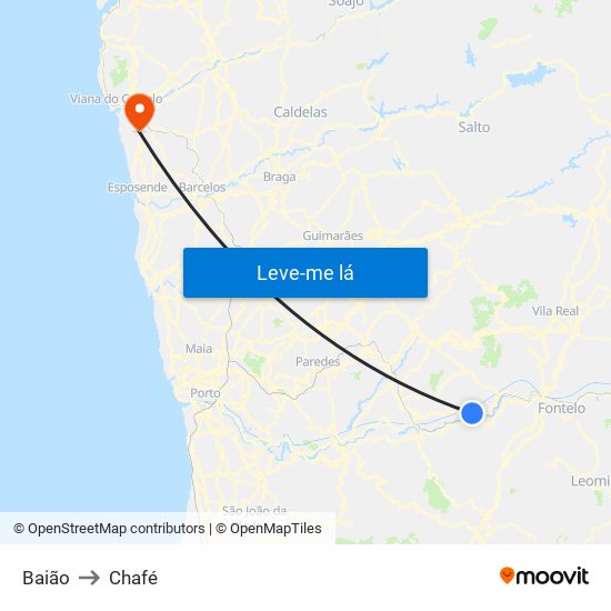 Baião to Chafé map