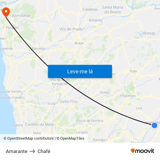 Amarante to Chafé map