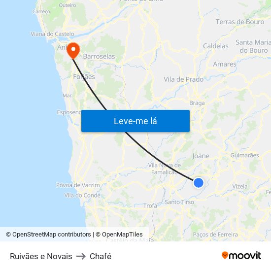 Ruivães e Novais to Chafé map