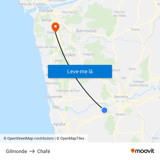 Gilmonde to Chafé map