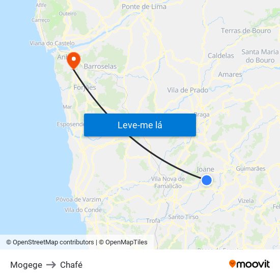 Mogege to Chafé map