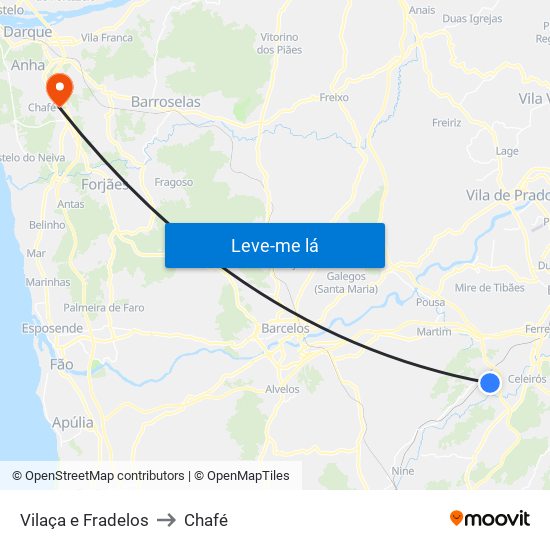 Vilaça e Fradelos to Chafé map