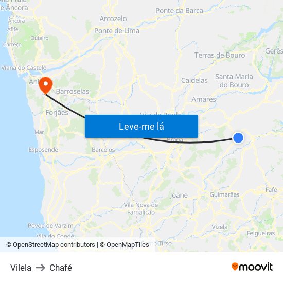 Vilela to Chafé map