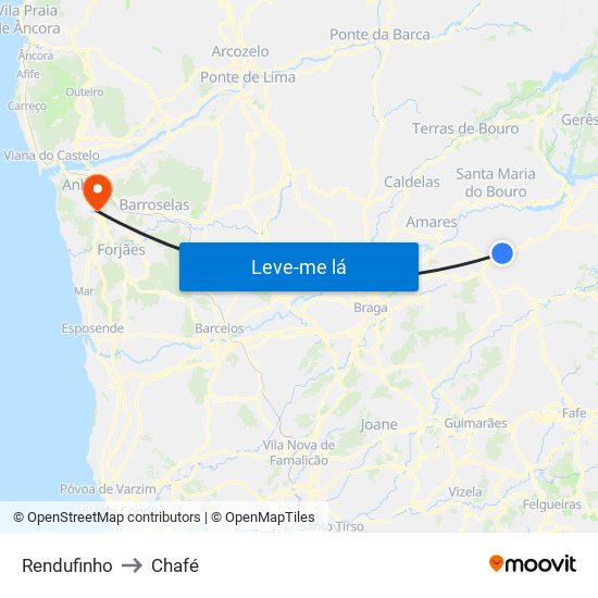 Rendufinho to Chafé map