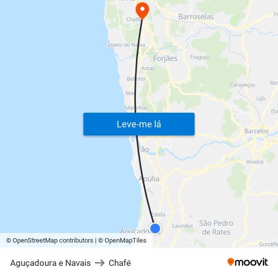 Aguçadoura e Navais to Chafé map
