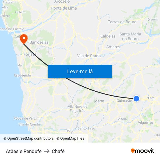 Atães e Rendufe to Chafé map