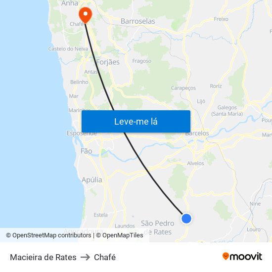 Macieira de Rates to Chafé map