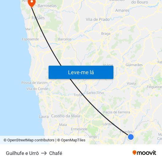 Guilhufe e Urrô to Chafé map