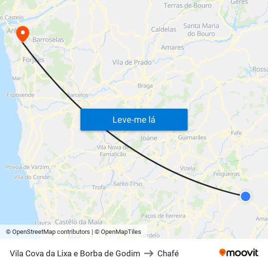 Vila Cova da Lixa e Borba de Godim to Chafé map