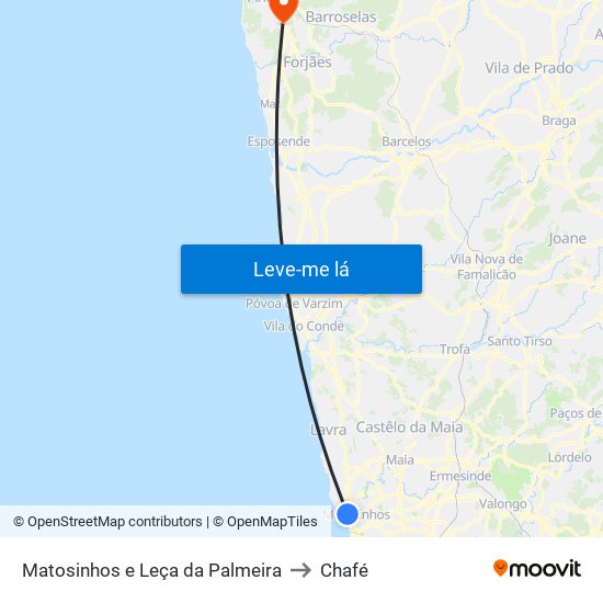 Matosinhos e Leça da Palmeira to Chafé map