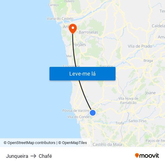 Junqueira to Chafé map