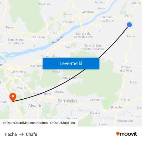 Facha to Chafé map