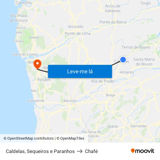 Caldelas, Sequeiros e Paranhos to Chafé map