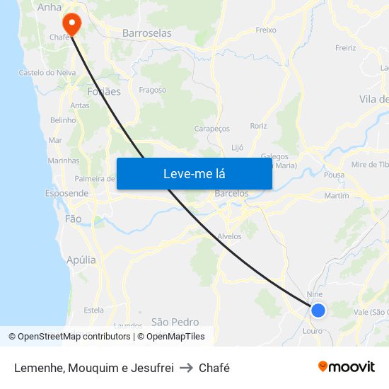 Lemenhe, Mouquim e Jesufrei to Chafé map