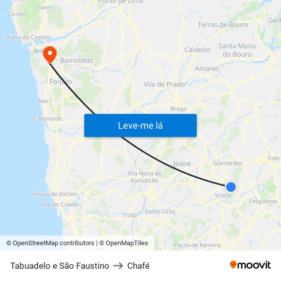 Tabuadelo e São Faustino to Chafé map