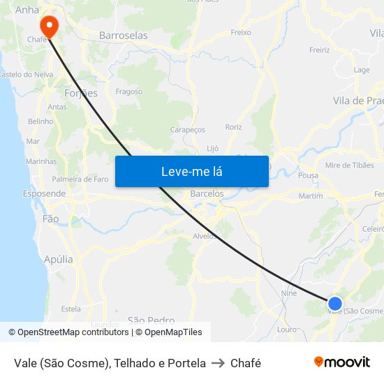 Vale (São Cosme), Telhado e Portela to Chafé map