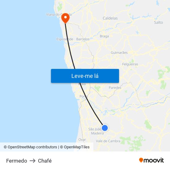 Fermedo to Chafé map