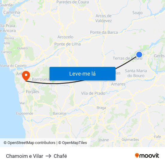 Chamoim e Vilar to Chafé map