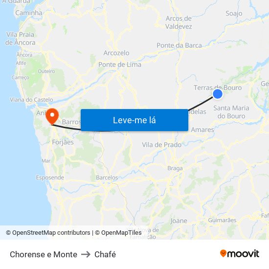 Chorense e Monte to Chafé map