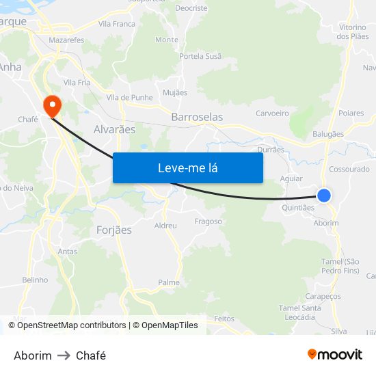 Aborim to Chafé map