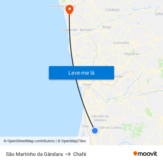 São Martinho da Gândara to Chafé map