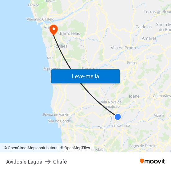 Avidos e Lagoa to Chafé map