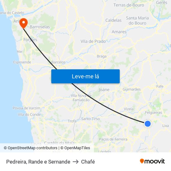 Pedreira, Rande e Sernande to Chafé map