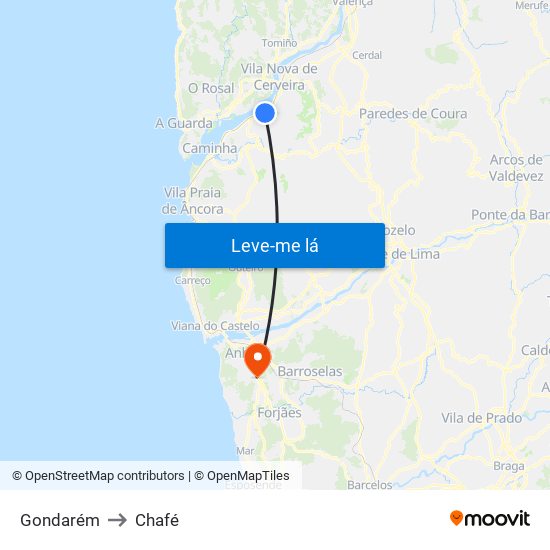 Gondarém to Chafé map