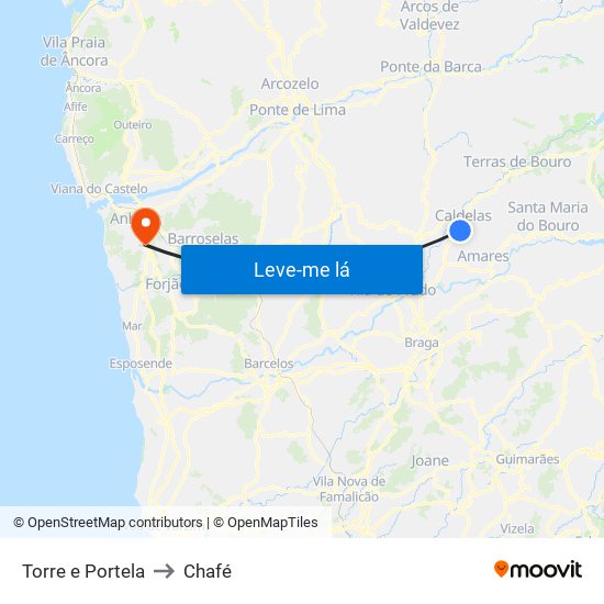Torre e Portela to Chafé map