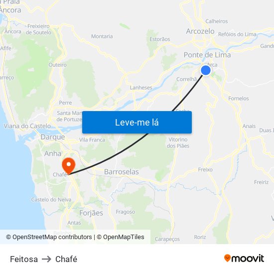 Feitosa to Chafé map