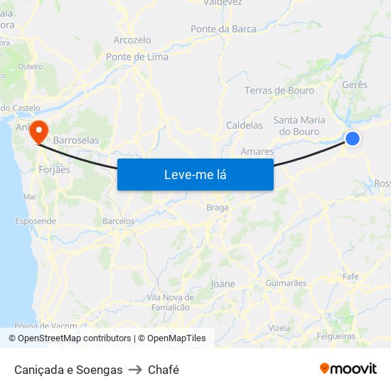 Caniçada e Soengas to Chafé map