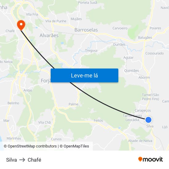 Silva to Chafé map