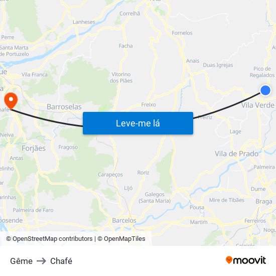 Gême to Chafé map