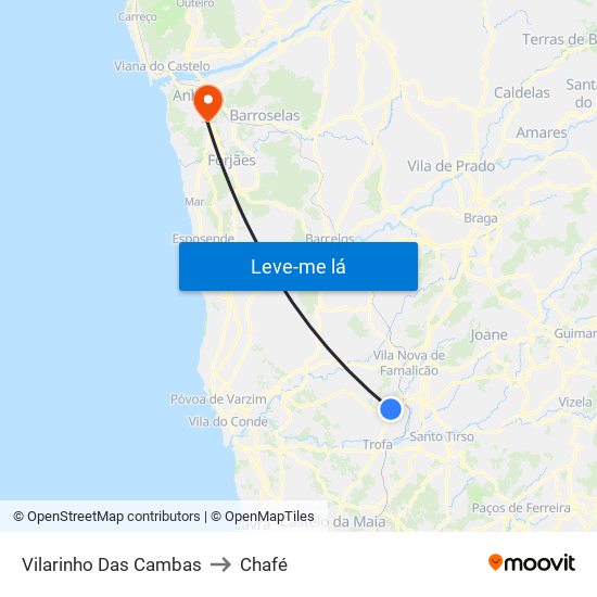 Vilarinho Das Cambas to Chafé map