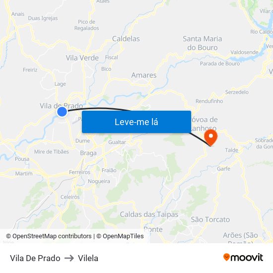 Vila De Prado to Vilela map