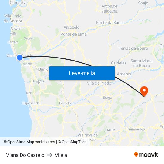 Viana Do Castelo to Vilela map
