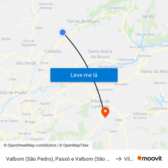 Valbom (São Pedro), Passô e Valbom (São Martinho) to Vilela map