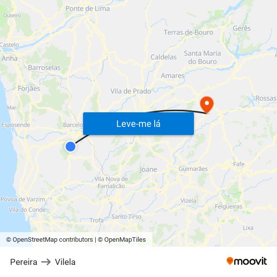 Pereira to Vilela map