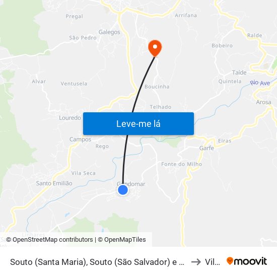 Souto (Santa Maria), Souto (São Salvador) e Gondomar to Vilela map