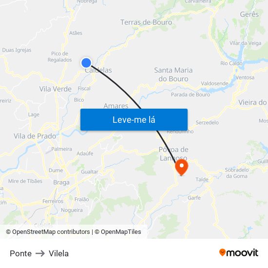 Ponte to Vilela map