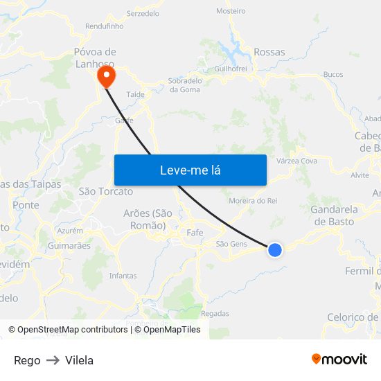 Rego to Vilela map