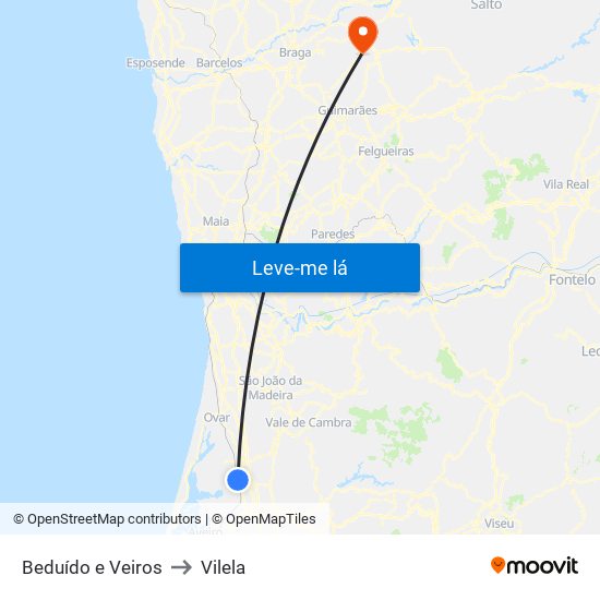 Beduído e Veiros to Vilela map