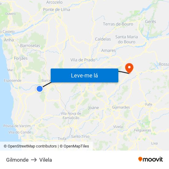 Gilmonde to Vilela map