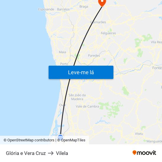 Glória e Vera Cruz to Vilela map