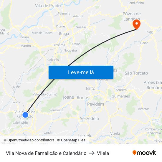 Vila Nova de Famalicão e Calendário to Vilela map